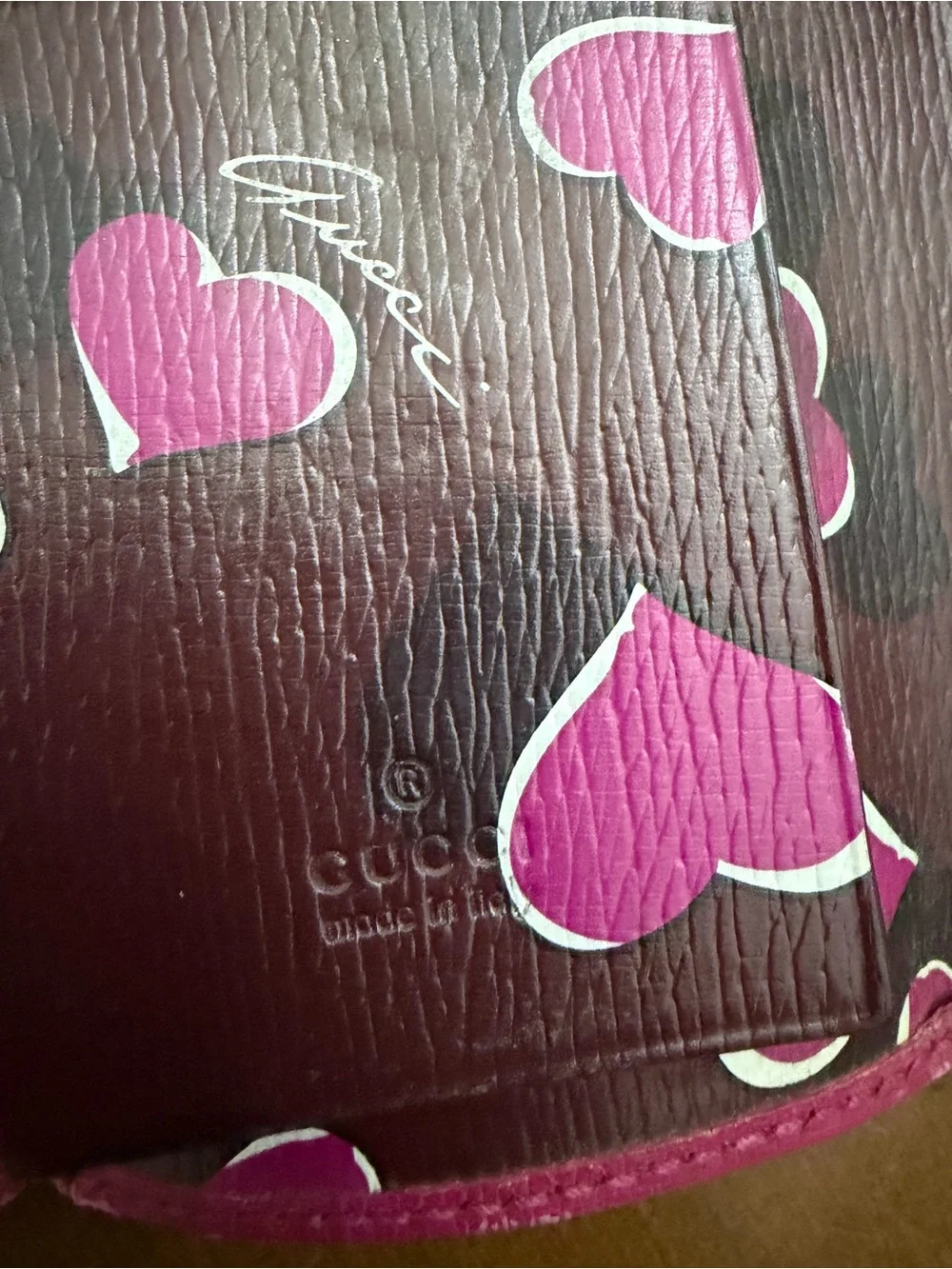 Gucci Hot Pink Leather Wallet and Key Case with Gold Heart GG - Picture 5 of 10